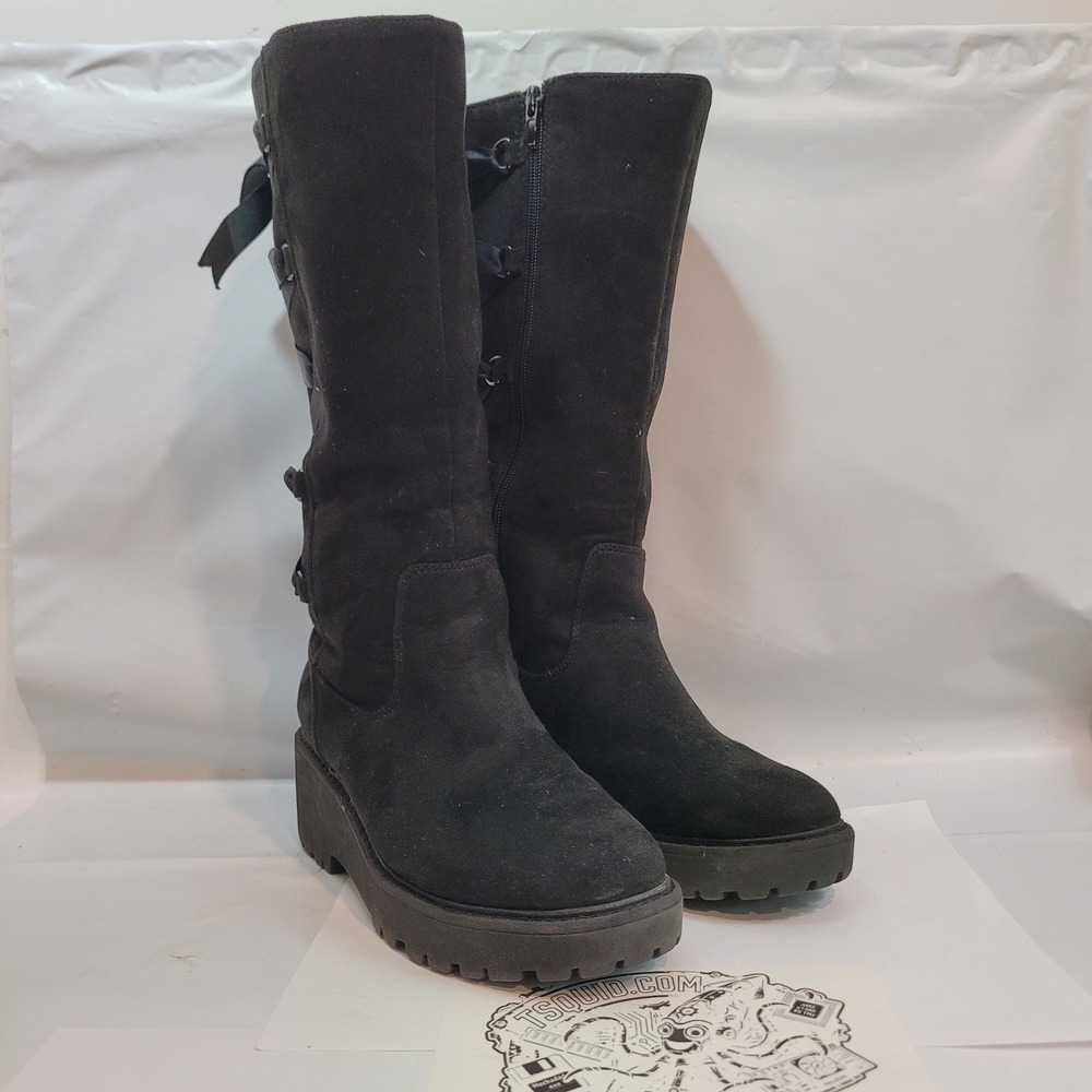 DV Dolce Vita Franka Boots Kids Girls Youth 4 Black Suede Cold Lace Up Platform